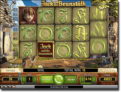 Jack and the Beanstalk online pokies by Net Ent
