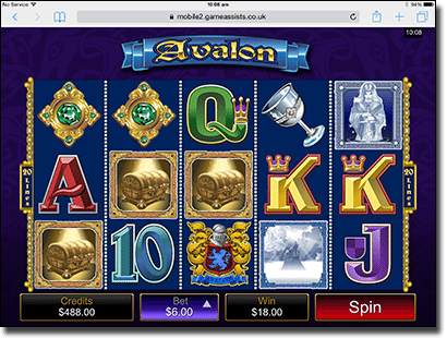 Avalon pokies on iPad tablets