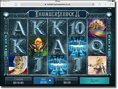 Thunderstruck II pokies on iPad