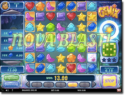 Nova Blast bonus feature in Gemix pokies by Play'n Go