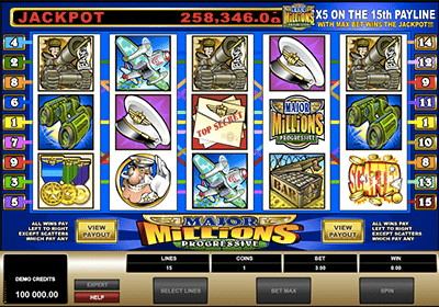 Major Millions progressive jackpot pokies by Microgaming